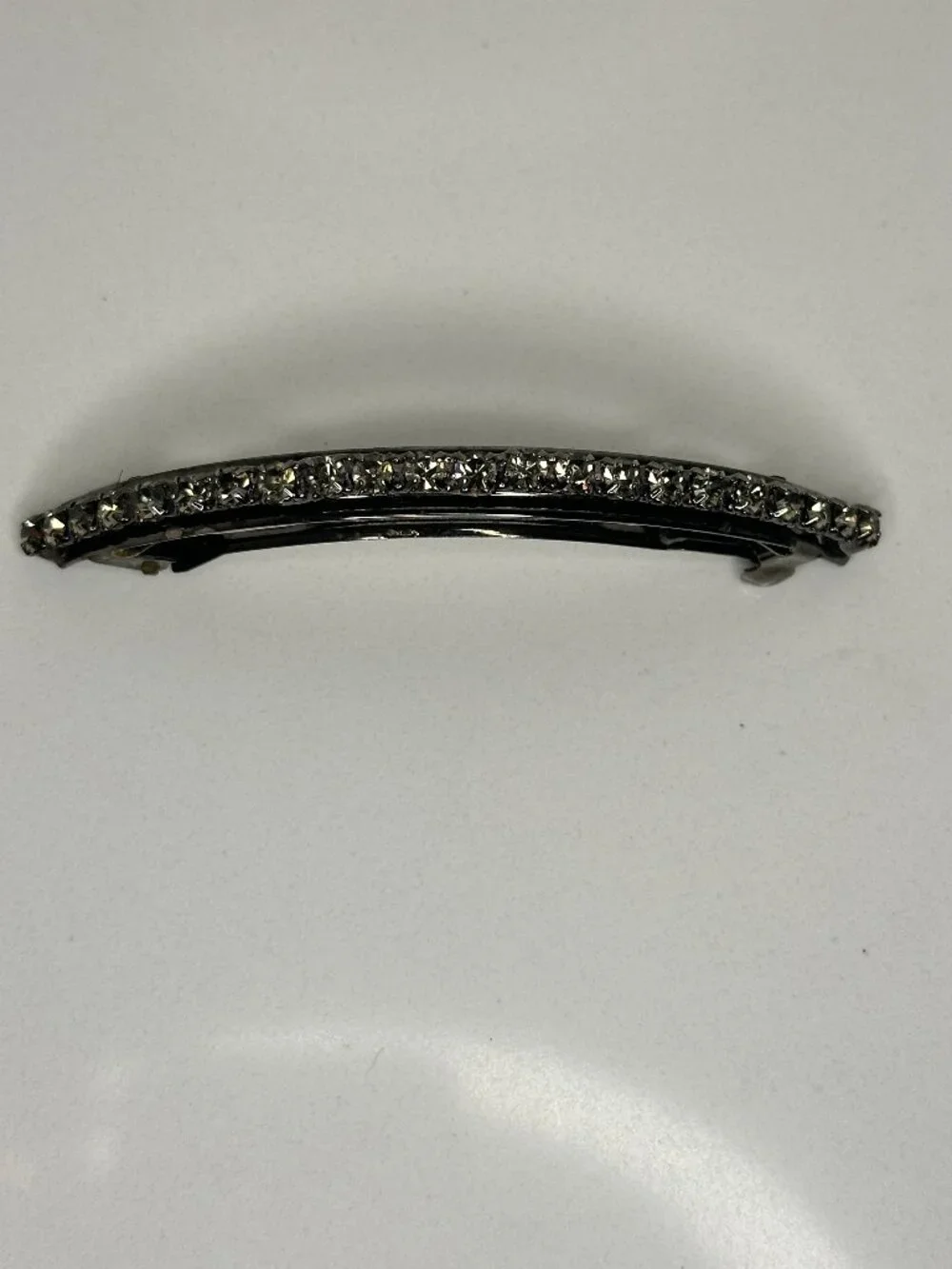 Sparkly Rhinestone Barrette Hair Clip – Silver Tone